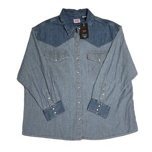Levi's Pearl Snap Button Up Shirt Wimen’s XL Blue Western Cowgirl Rodeo
